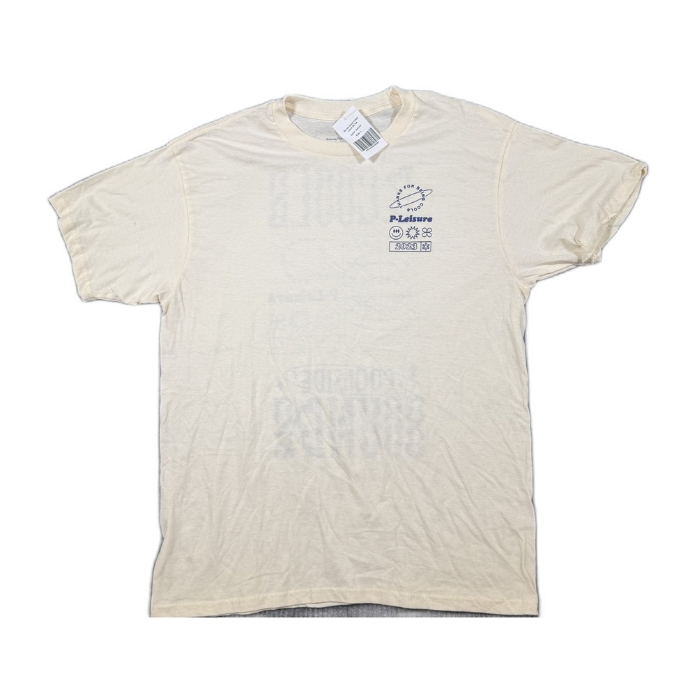 Barney Cools Future Cools SS Tee Natural Cream Graphic T-Shirt Large NWOT